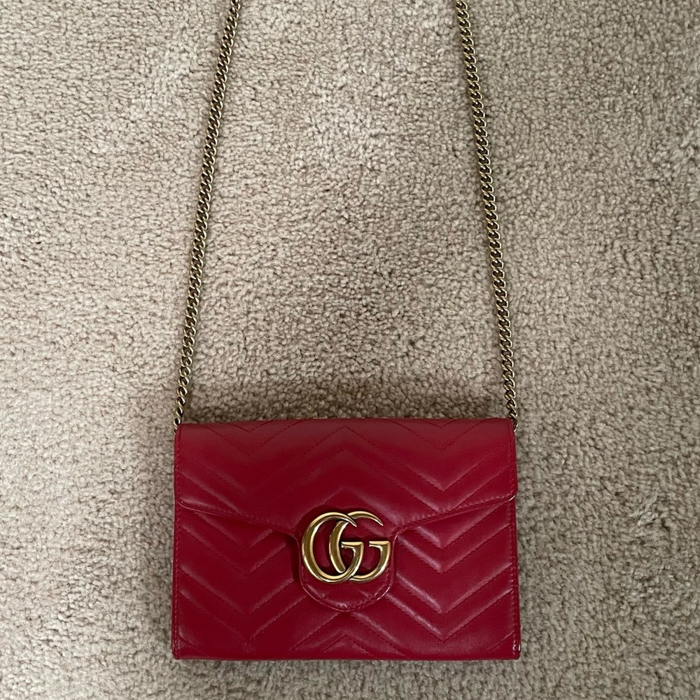 Red Gucci Marmont mini bag